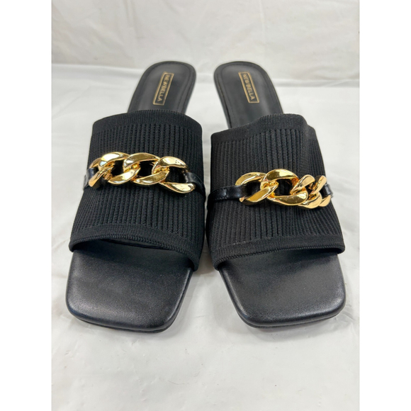 🎉Newbella Elegant Black and Gold Chain Slide Sandals - Picture 9 of 13